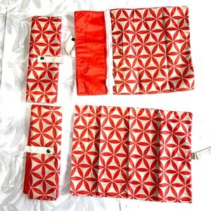 New Set of 4 Roll-up-placemats orange and tan